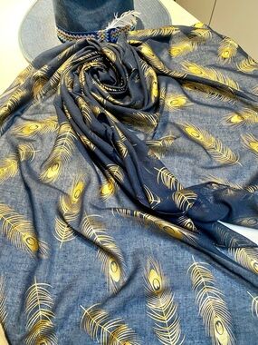 Gold feathers boho scarf/body wrap w southwestern hippy Gypsy vibe